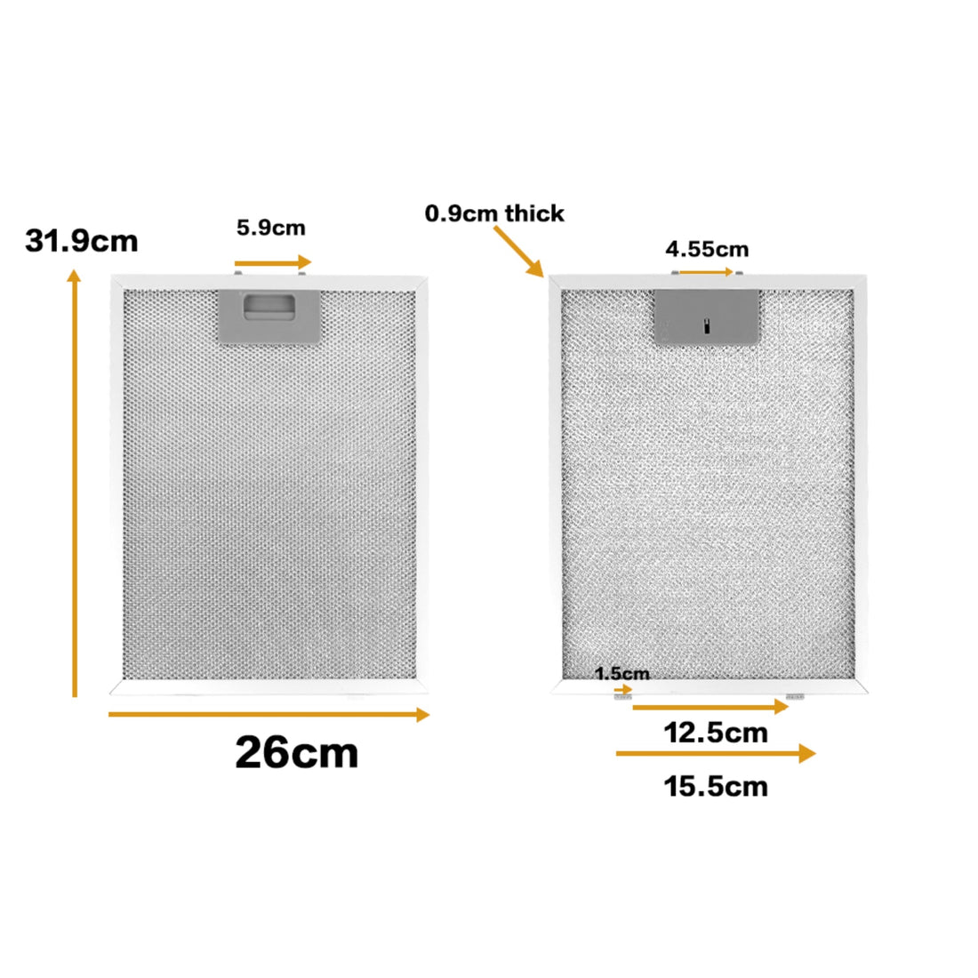 2pcs Metal Mesh Aluminum Cooker Hood Filters – Grease Replacement Set