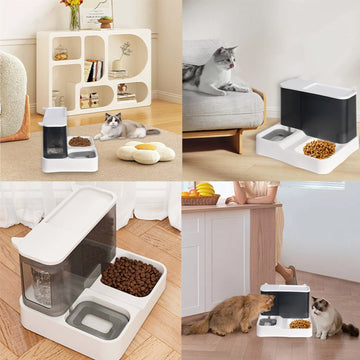 2-in-1 Automatic Pet Feeder & Water Dispenser – Self-Feeding Food and Water Bowl for Dogs & Cats