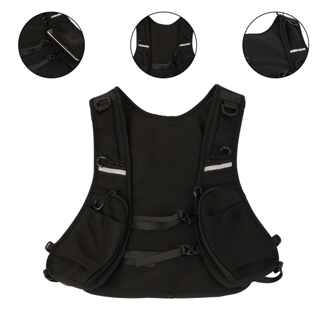 Reflective Hydration Running & Cycling Vest Backpack Lightweight Storage (Black)