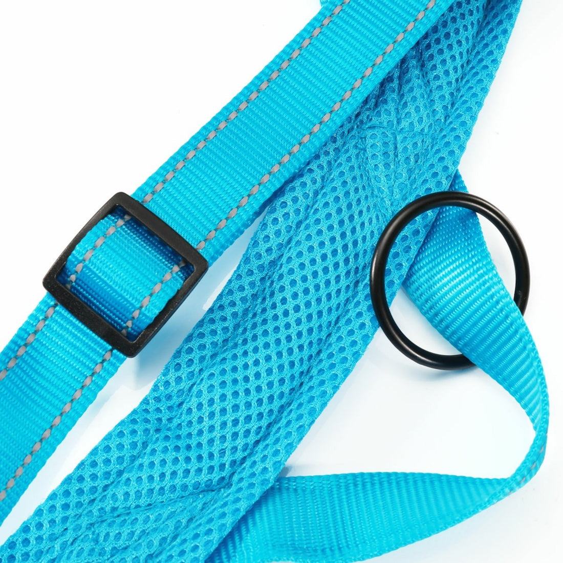 Adjustable Dog Car Seat Belt Harness Leash Blue (Size XS)
