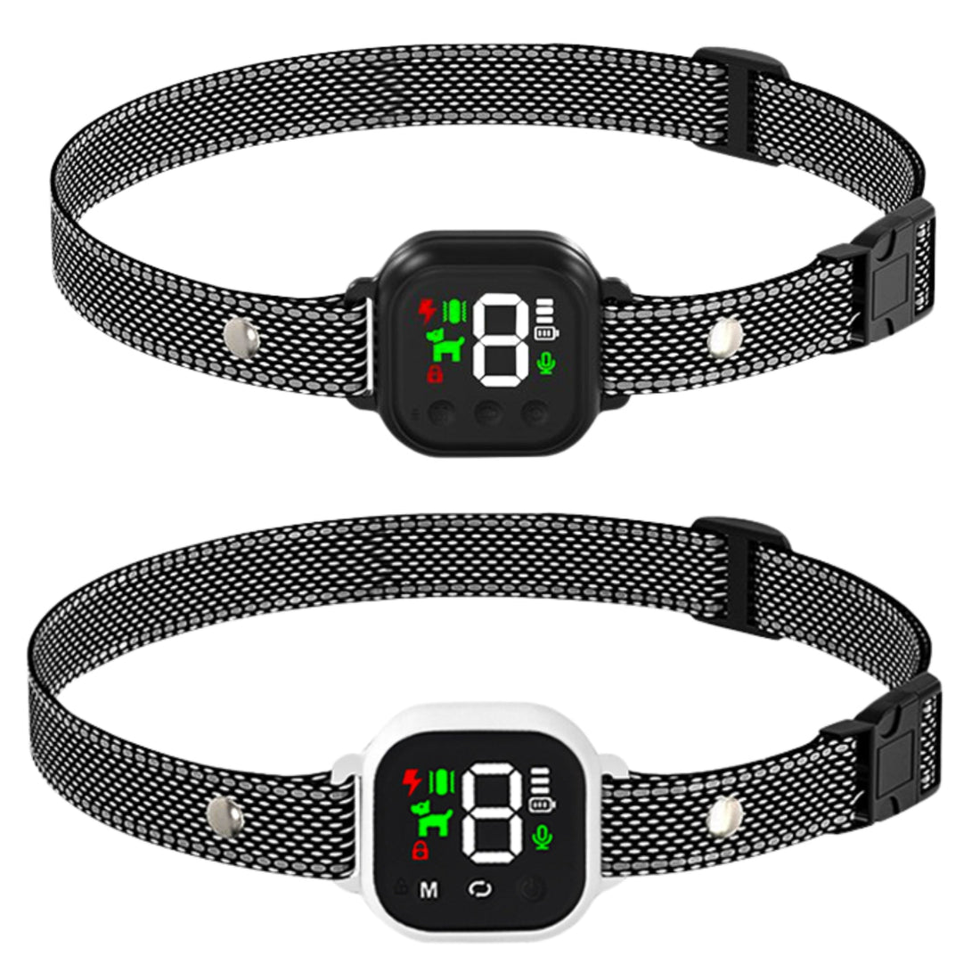Smart Anti-Bark Dog Collar – Waterproof & Rechargeable (Black/White)