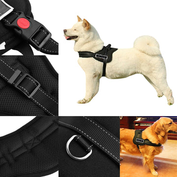 Black Adjustable Soft Dog Harness Vest – No-Pull Control Chest Strap