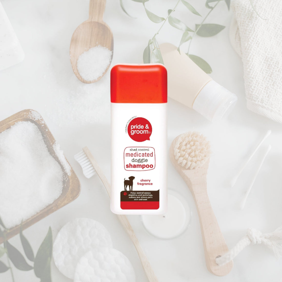 300ml Medicated Dog Shampoo – Shed Control & Puppy Safe with Cherry Fragrance