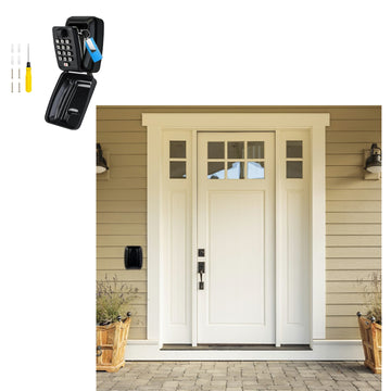 Wall Mounted Key Storage Box |Combination Password Lock with Push Button – Black