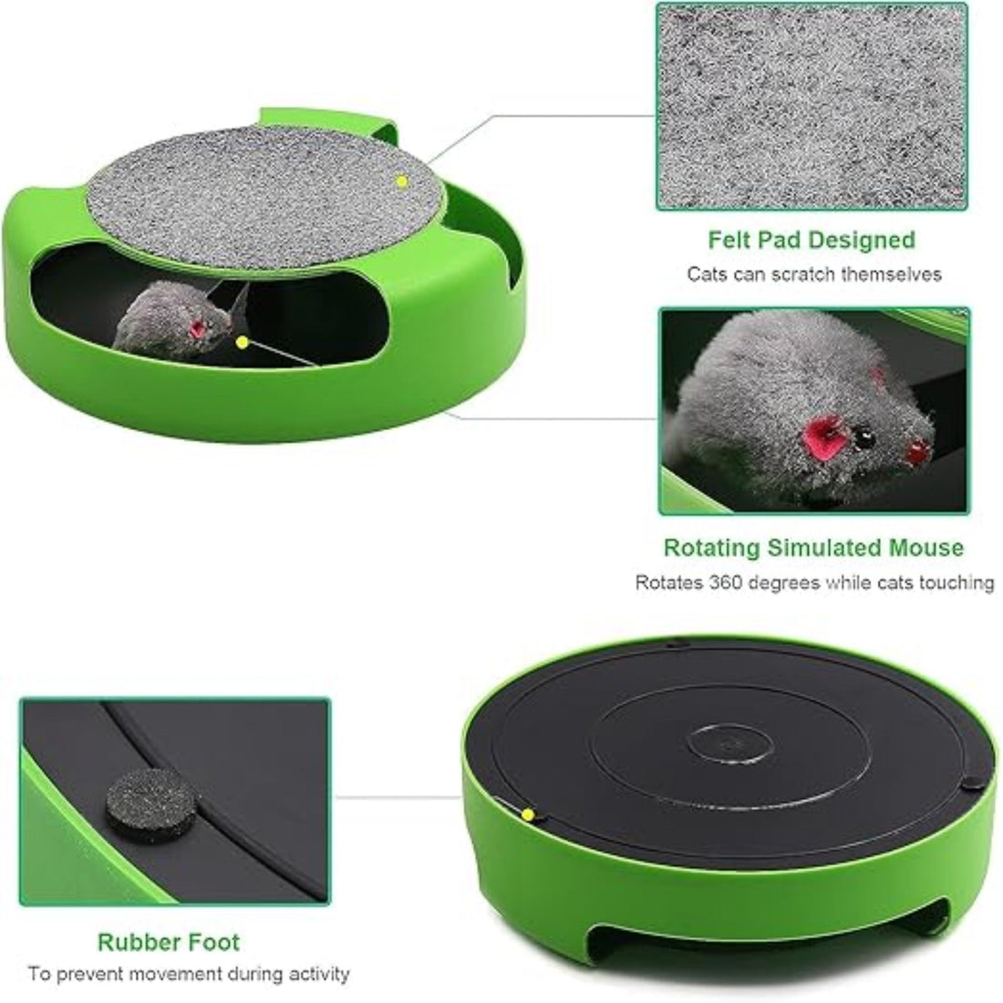 Pet Cat Toy Catch The Mouse Interactive Teasing Kitten Toy with Scratch Board