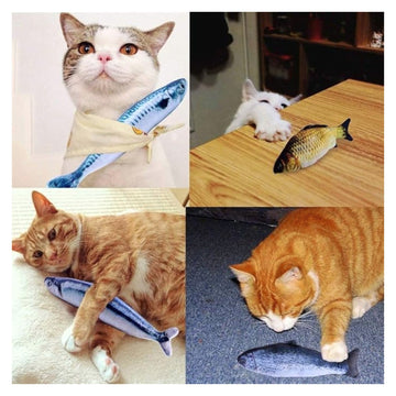 18 cm Pet Cat Soft Toy – Stuffed Fish Plush (Random Design)