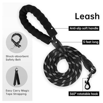 Dog Leash Rope with Foam Grip & Steel Spring Clip – Random Color