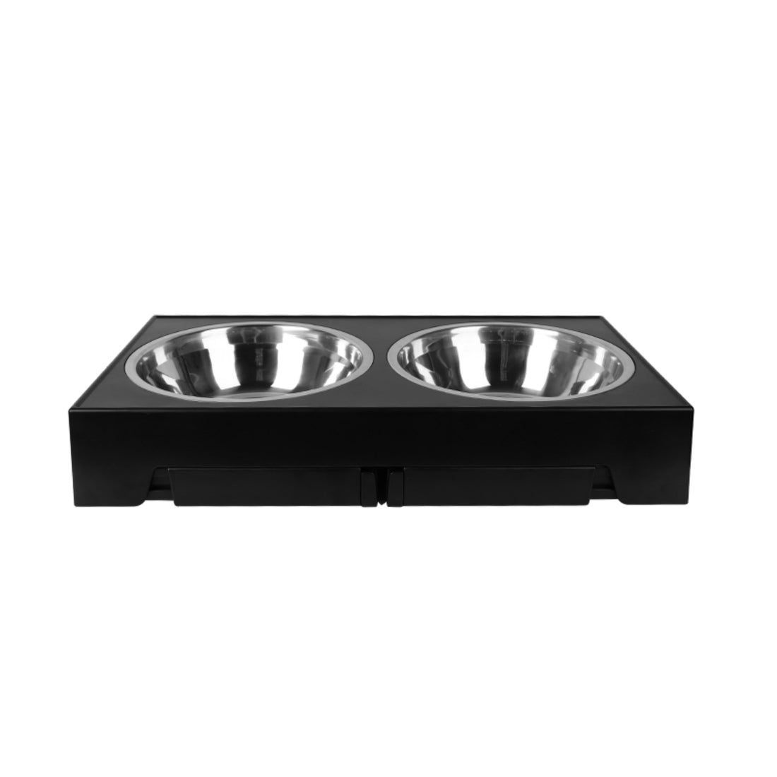 Black Adjustable Elevated Dog Bowl with 2 Stainless Steel Bowls