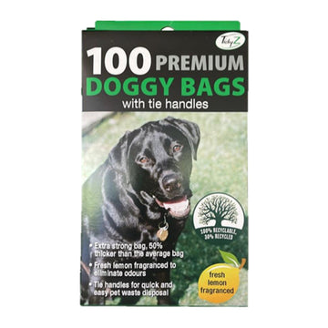 100-Pack Premium Dog Poop Bags with Tie Handles & Scented