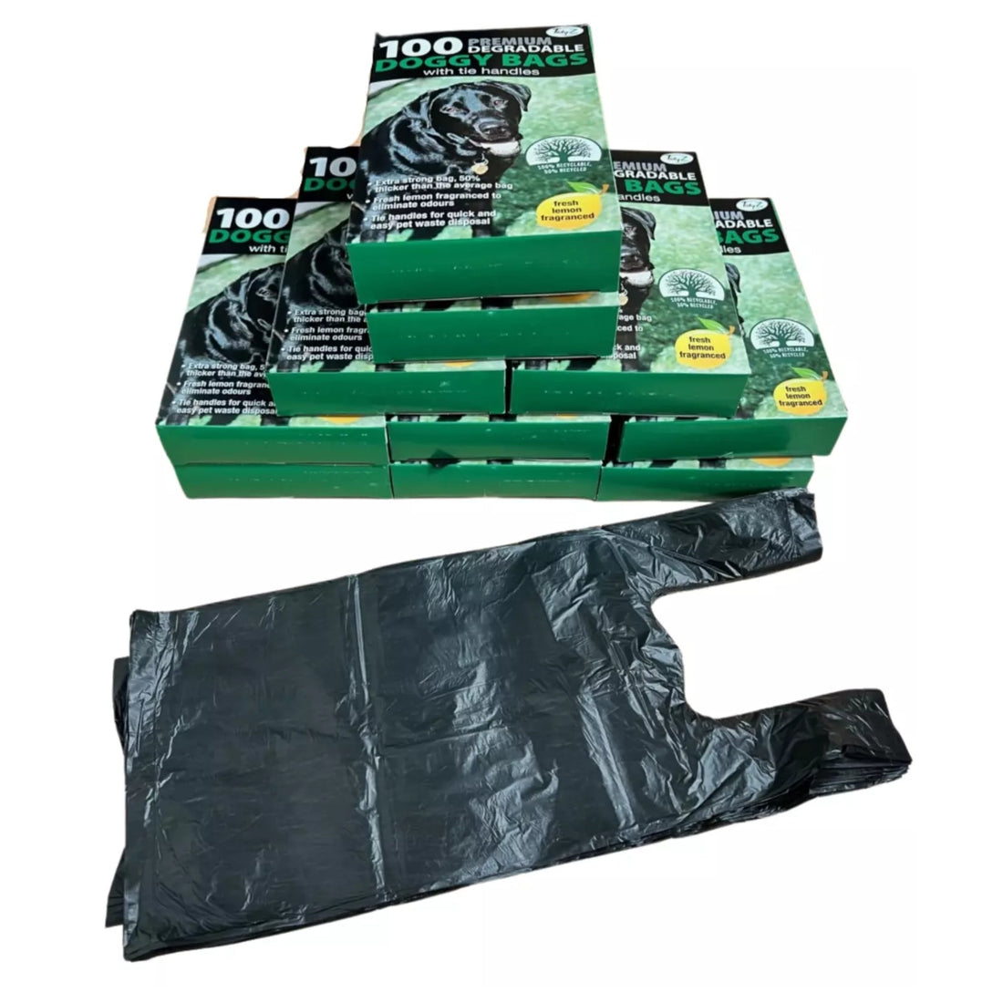 100-Pack Premium Dog Poop Bags with Tie Handles & Scented