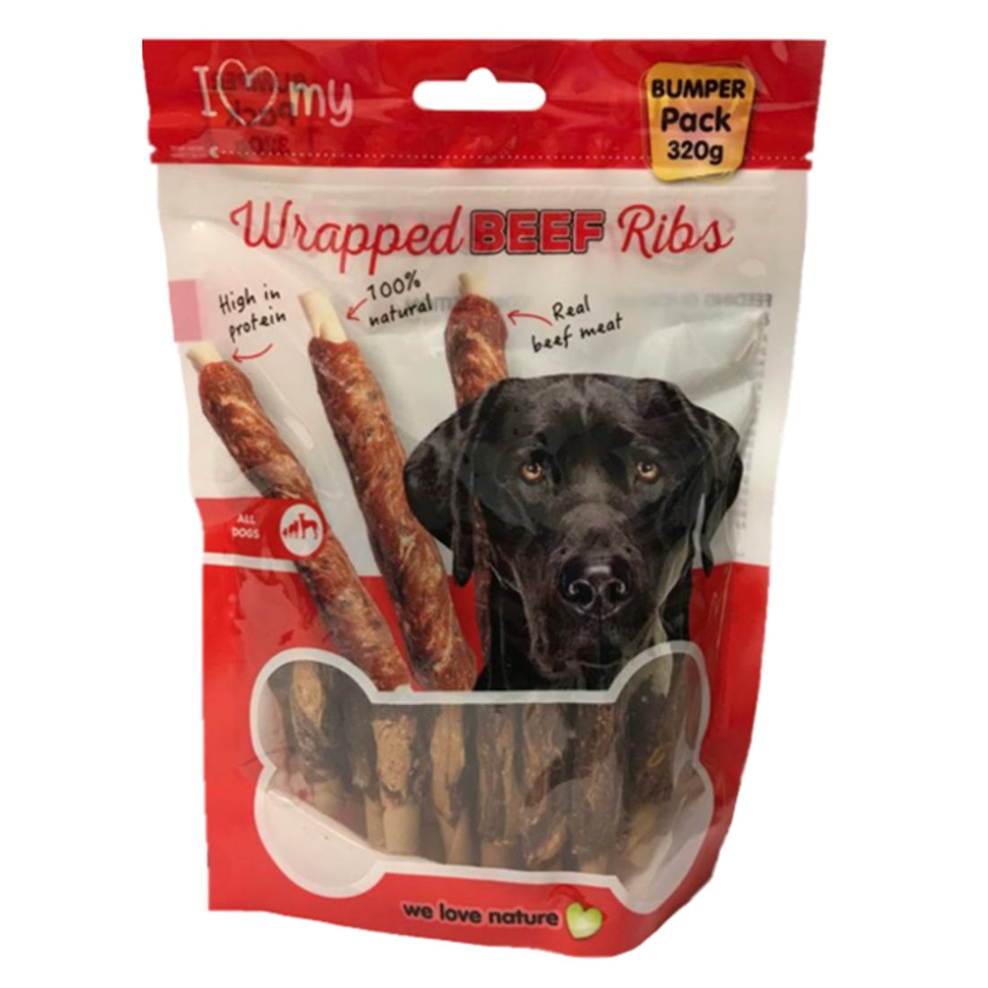 320g Dog Treats Wrapped Beef Ribs for Chewing & Training