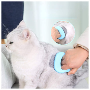 Plastic Cat Shaped Pet Grooming Brush Comb – 9 x 9 cm Random Colour