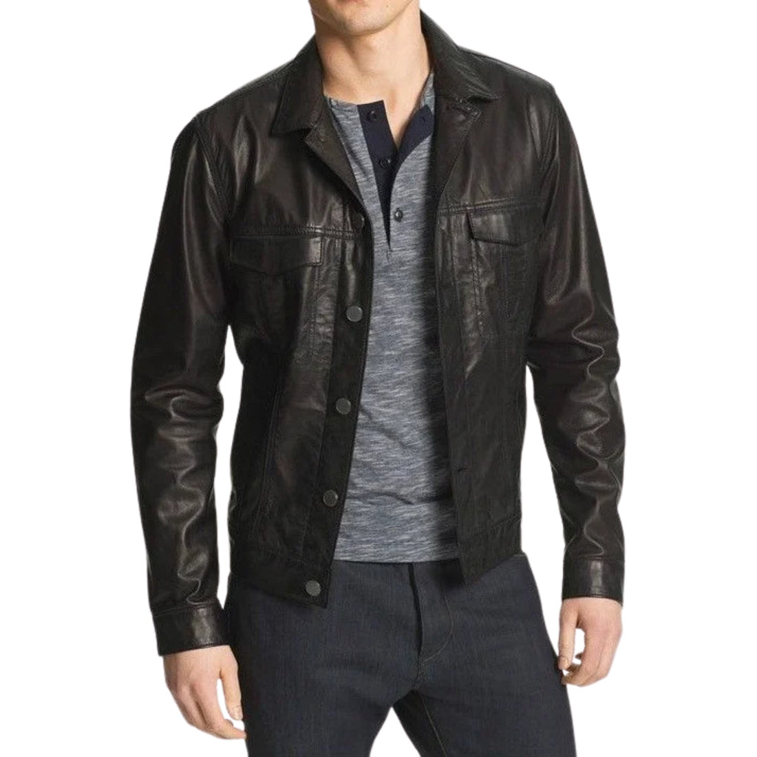 Men’s Black Leather Fashion Jacket