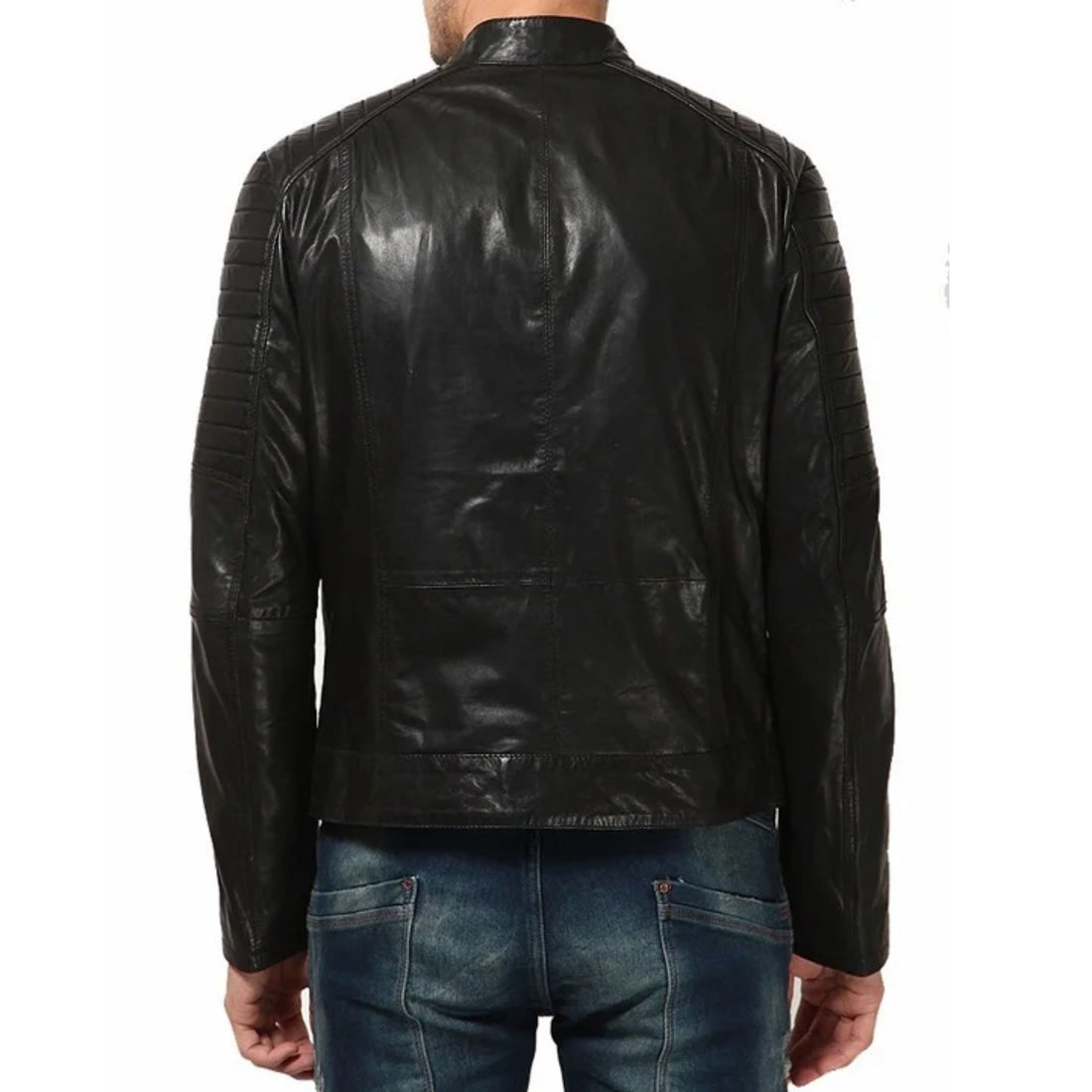 Men’s Black Genuine Leather Fashion Jacket