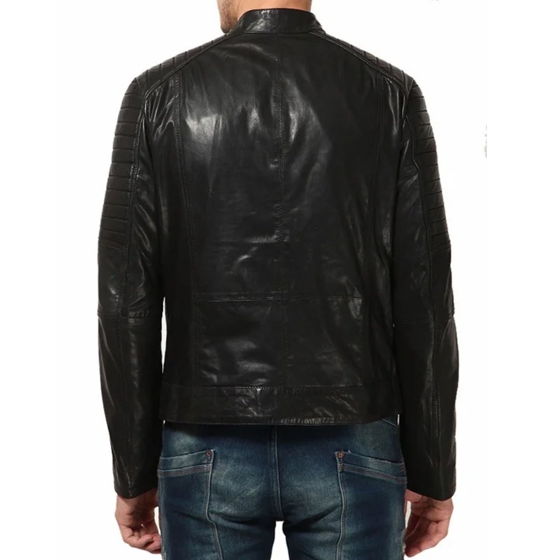 Men’s Black Genuine Leather Fashion Jacket