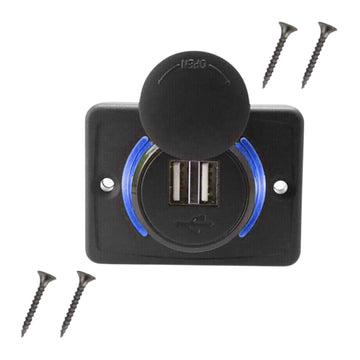 12V Dual USB Car Charger – 3.1A 2-Port Adapter with Blue LED Panel Mount