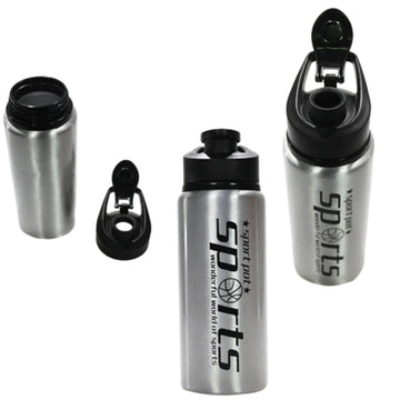 Metal Sports Water Bottle Glossy Finish, No Carabiner, Random Colour