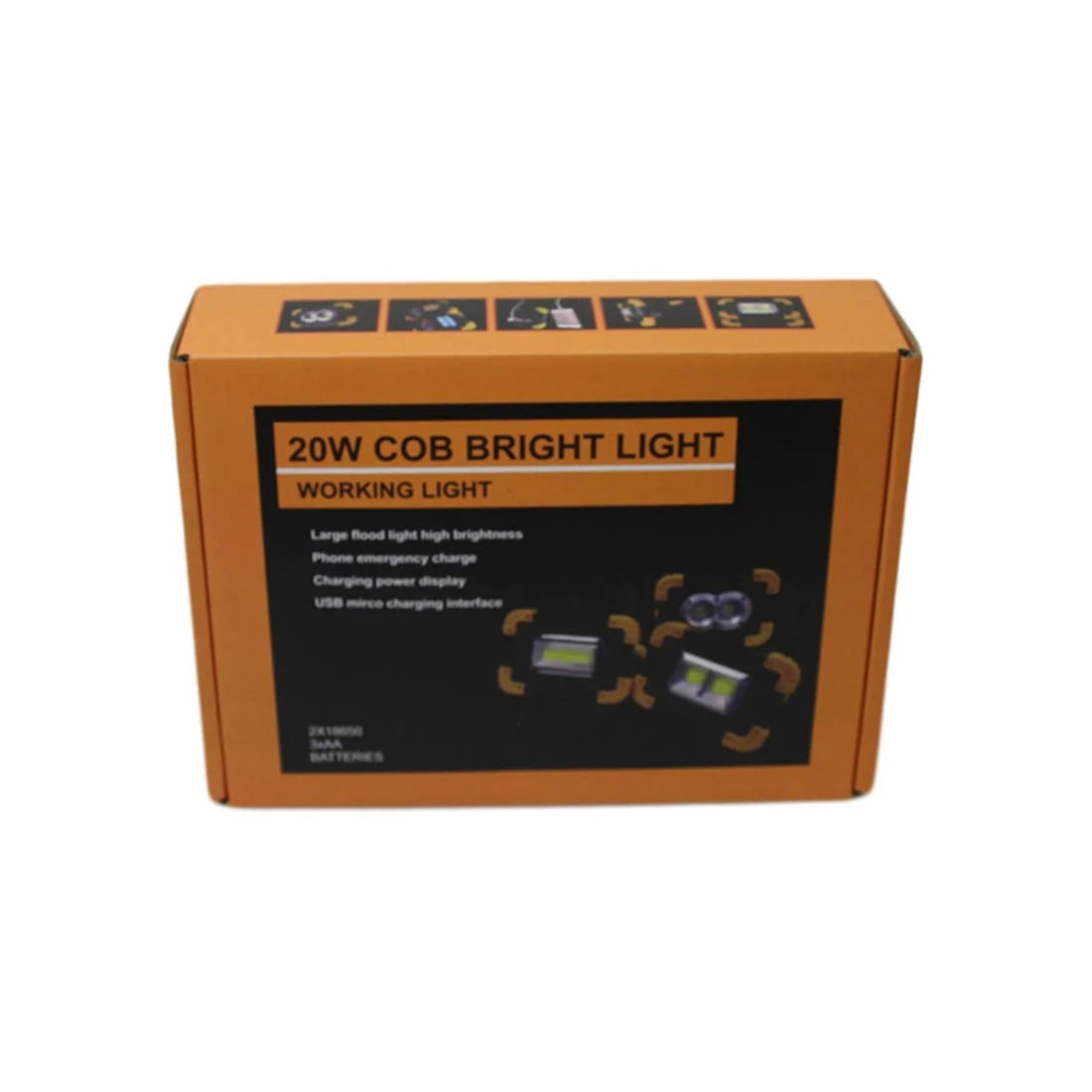 20W COB LED Work Light Portable Battery-Powered Lamp with Emergency Phone Charging