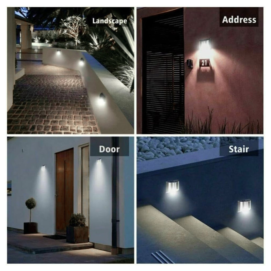 2 Pack Solar Fence Lights Waterproof Outdoor LED Wall Lamps