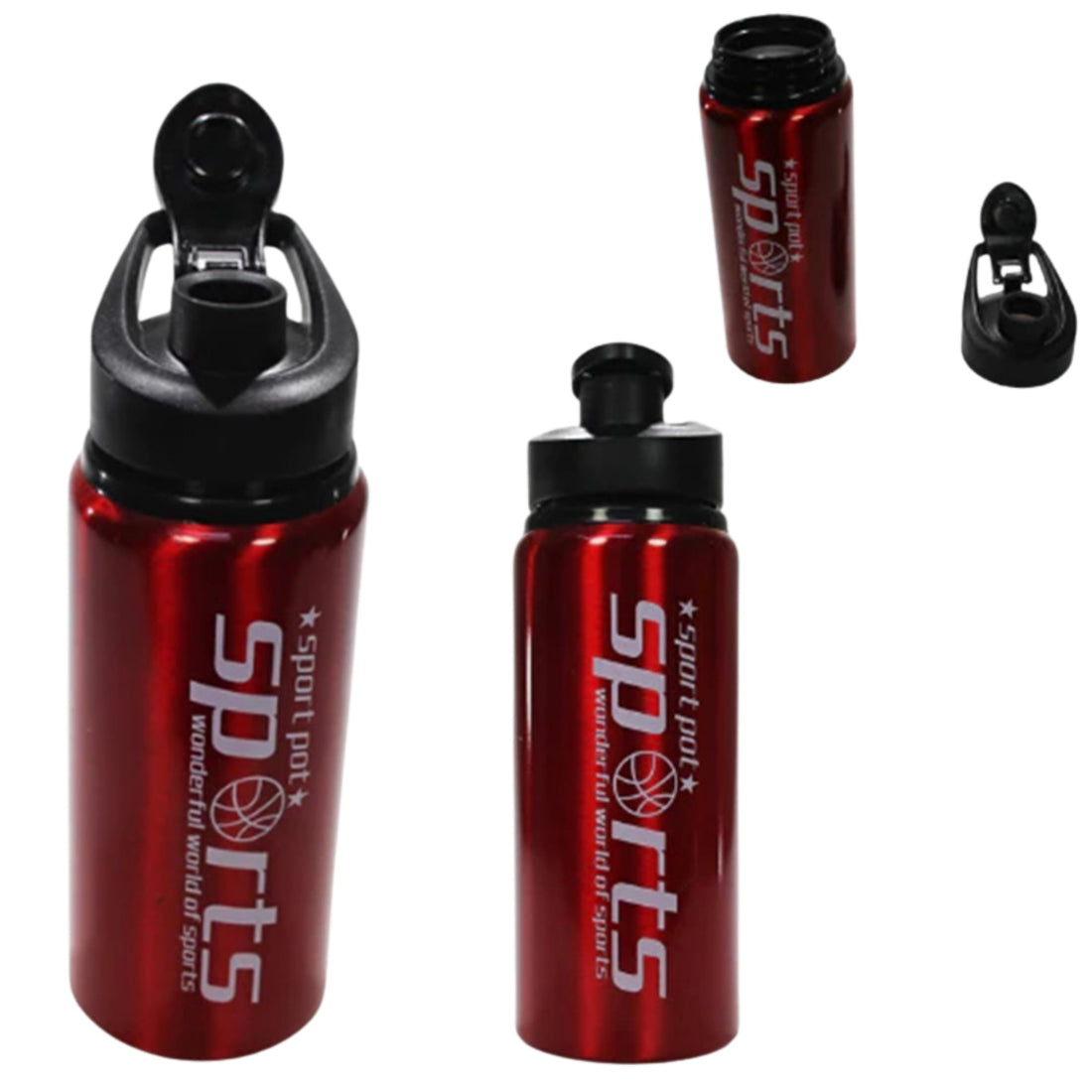 Metal Sports Water Bottle Glossy Finish, No Carabiner, Random Colour