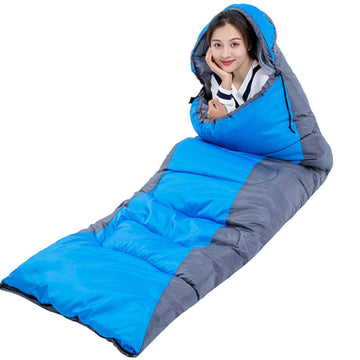 Winter Lightweight Sleeping Bag – 2400g, Blue & Grey – Ideal for Outdoor Hiking & Camping
