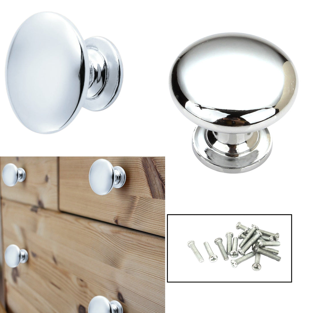 28mm Zinc Alloy Round Cabinet Knobs – Stainless Steel Drawer & Cupboard Handles
