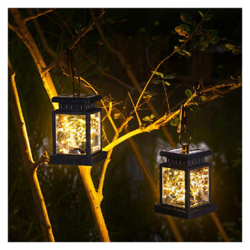 Solar Umbrella Lantern Clip Light Garden Fairy Stars Design