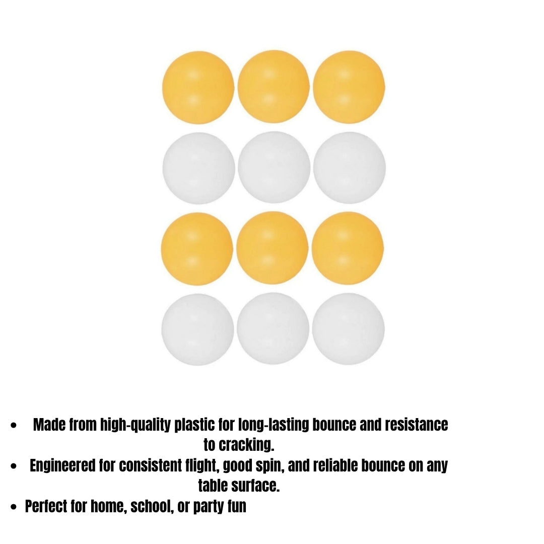 Pack of 12 Plastic Ping Pong Balls 3.5cm Table Tennis Balls (Orange & White)