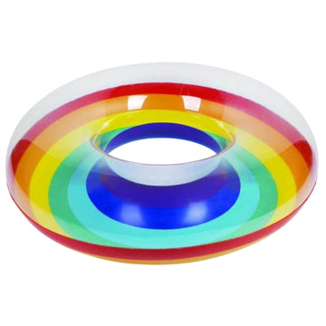 Inflatable Rainbow Swim Ring 118cm Colourful Floating Pool Ring