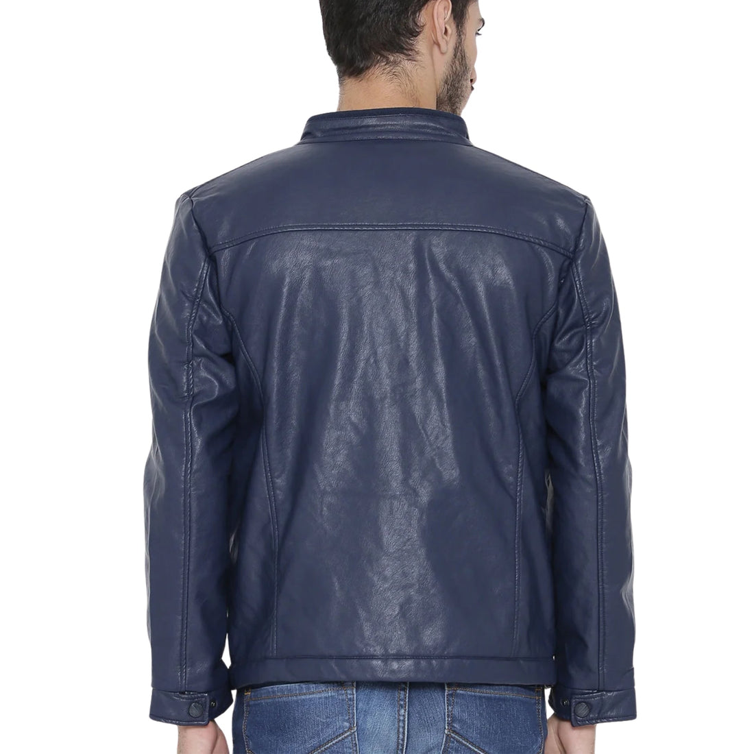 Men’s Blue Genuine Leather Fashion Jacket