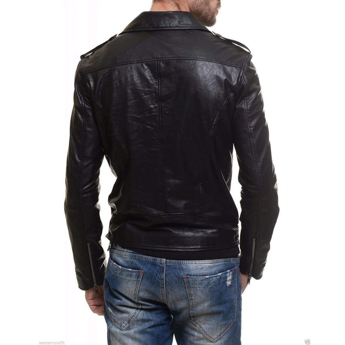 Men’s Black Genuine Leather Fashion Jacket