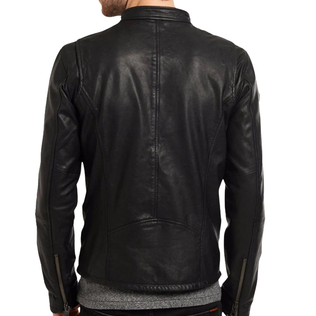 Men’s Black Genuine Leather Fashion Jacket