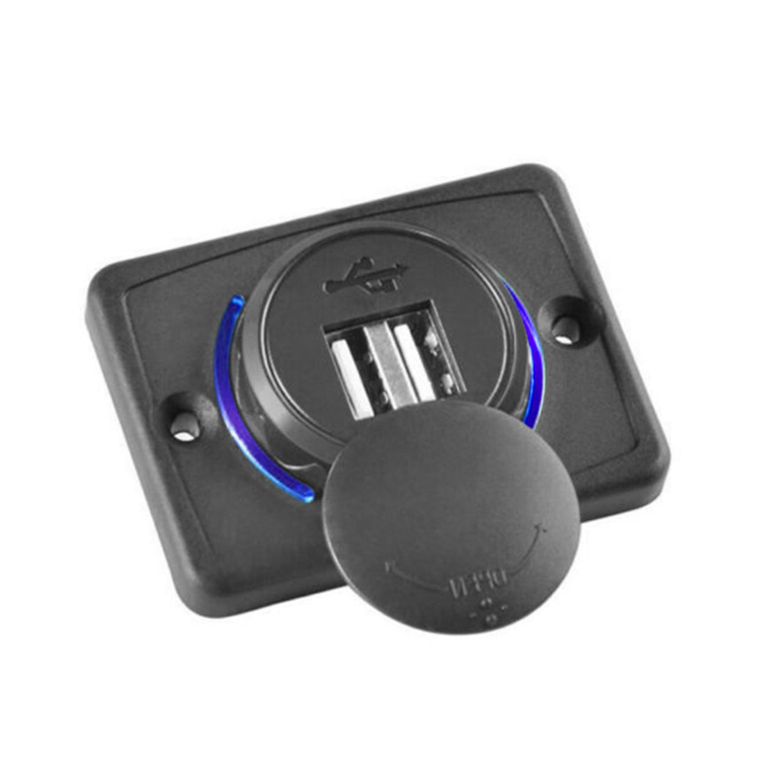 12V Dual USB Car Charger – 3.1A 2-Port Adapter with Blue LED Panel Mount