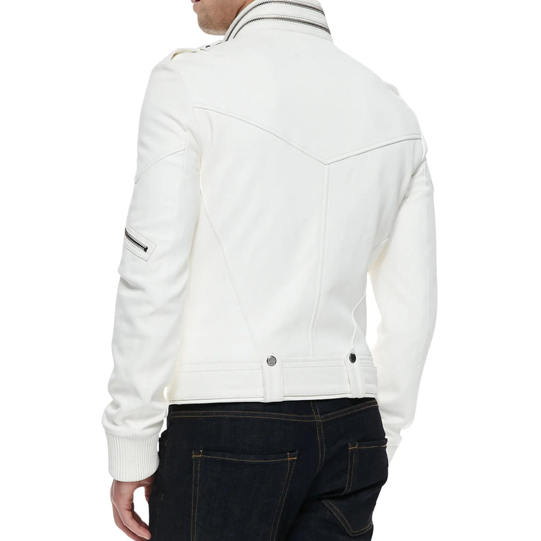 Men’s White Leather Fashion Jacket