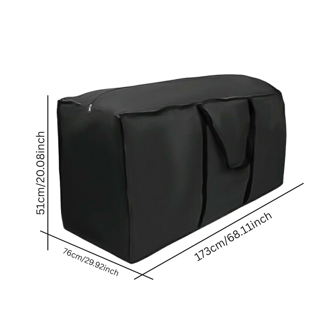 Black Outdoor Cushion Storage Bag – Dustproof Garden Furniture Cover ( 173x76x51cm )