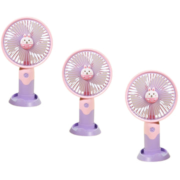 Mini Hand-held USB Rechargeable Fan – 3-Speed Portable Desk Fan – Cartoon Design