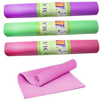 Non-Slip Yoga Mat 61x173cm Roll-Up Exercise Mat for Home & Outdoor Use Random Colours