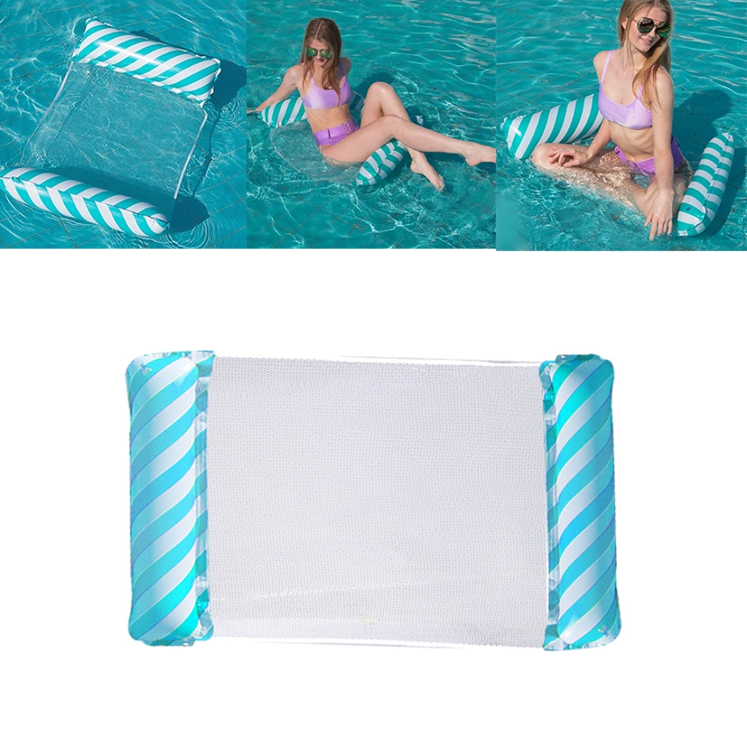 Inflatable Swimming Hammock Blue Pool Float Lounge Bed for Summer Relaxation