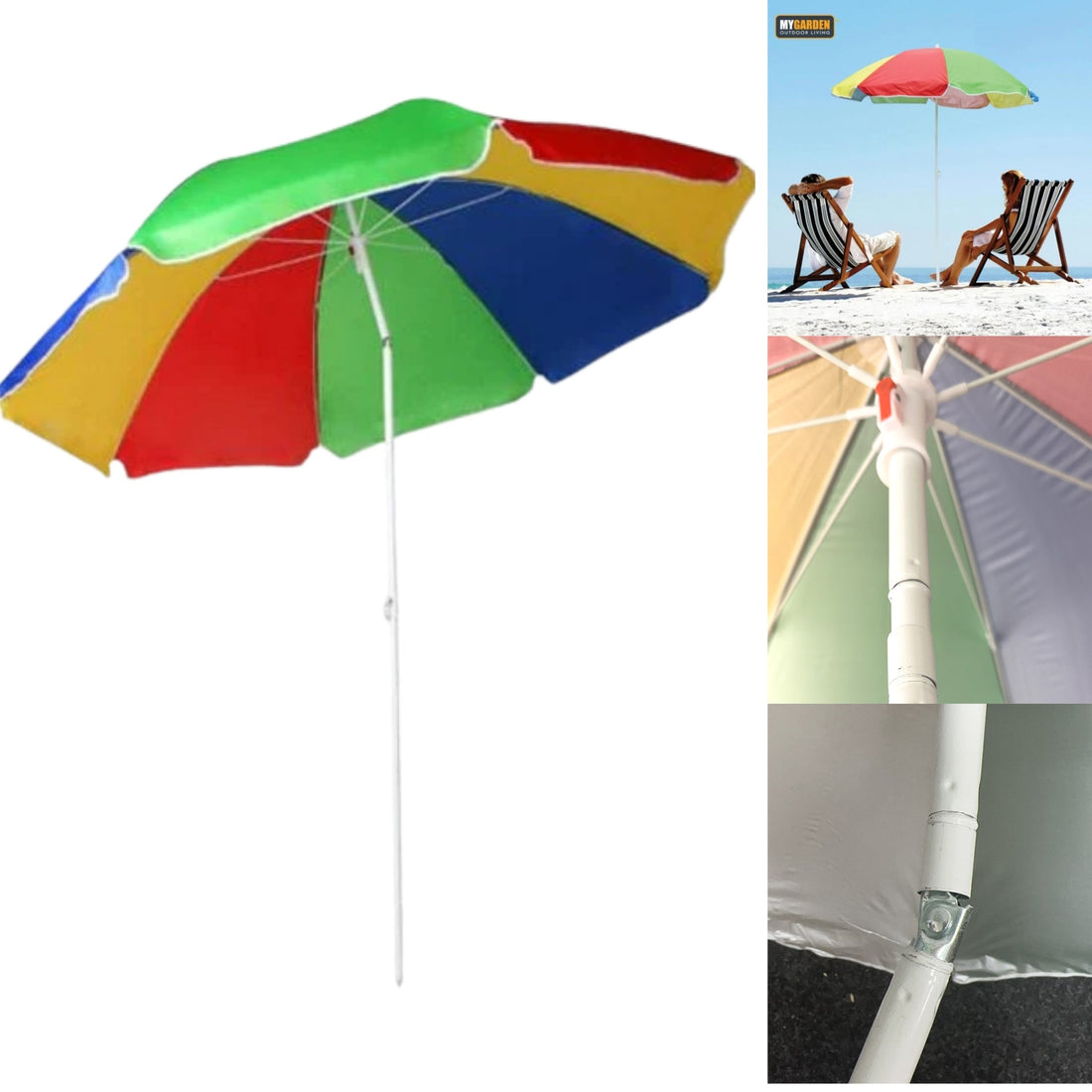 1.8m Beach & Garden Sunshade Parasol with Tilt Function