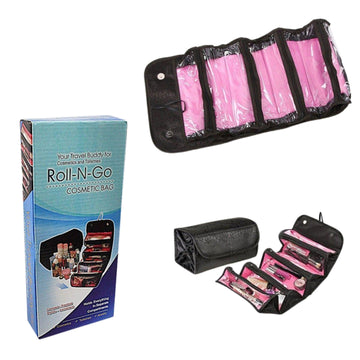 Roll-Up Cosmetic Bag Travel Makeup & Toiletry Organizer Pouch