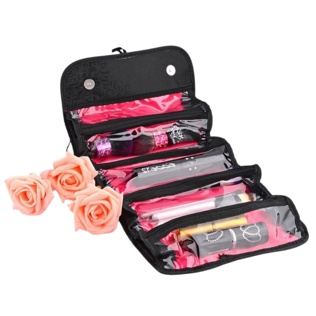 Roll-Up Cosmetic Bag Travel Makeup & Toiletry Organizer Pouch