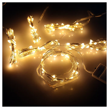 2M Warm White 20 LED Battery Powered Fairy Wire Lights Waterproof