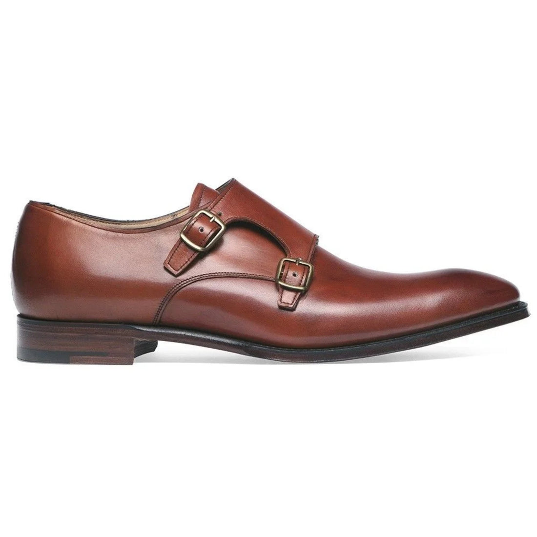 Handmade Tan Leather Double Monk Strap Shoes - Classic Men's Formal Wear