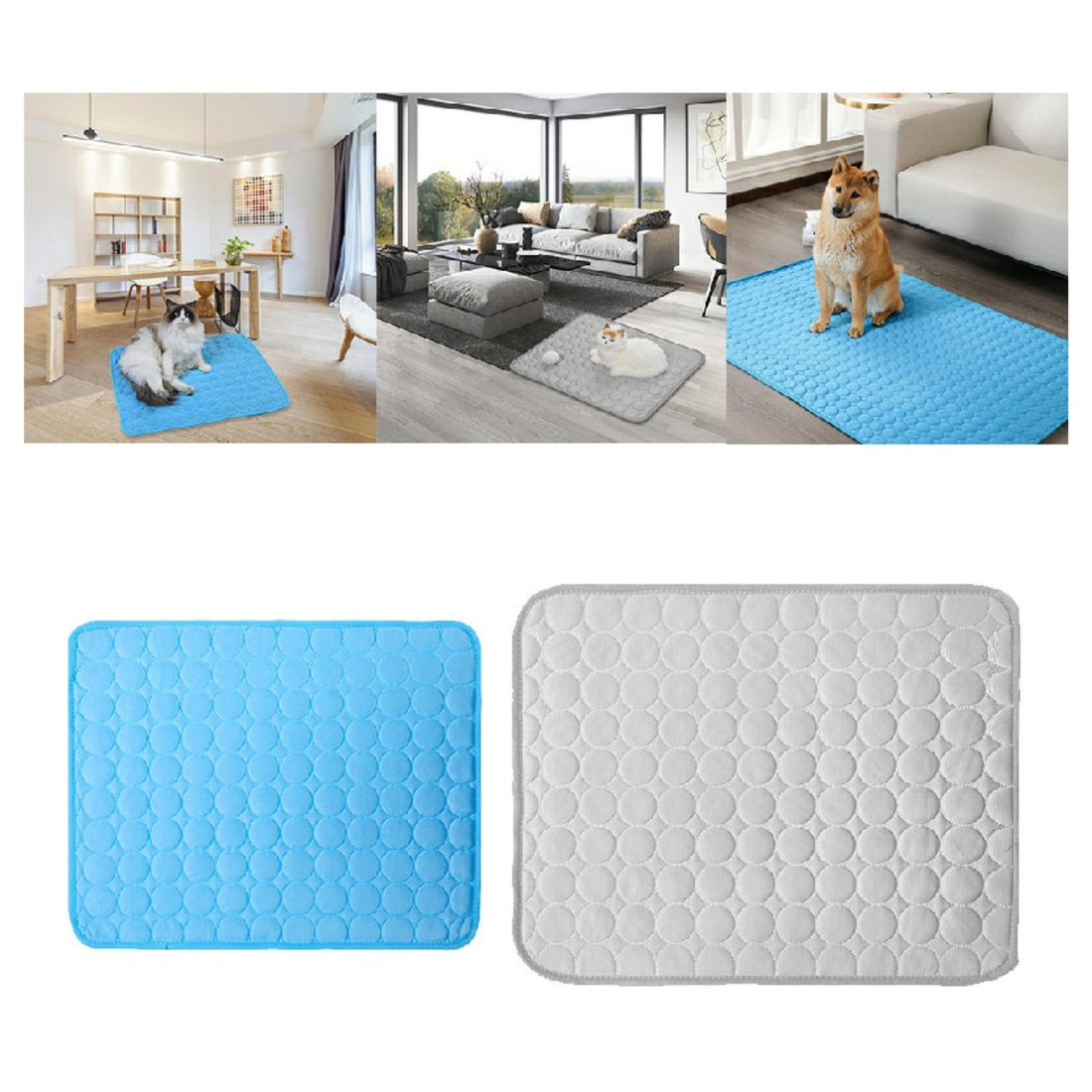Self-Cooling Pet Mat for Dogs & Cats – Non-Toxic Summer Pad – Blue