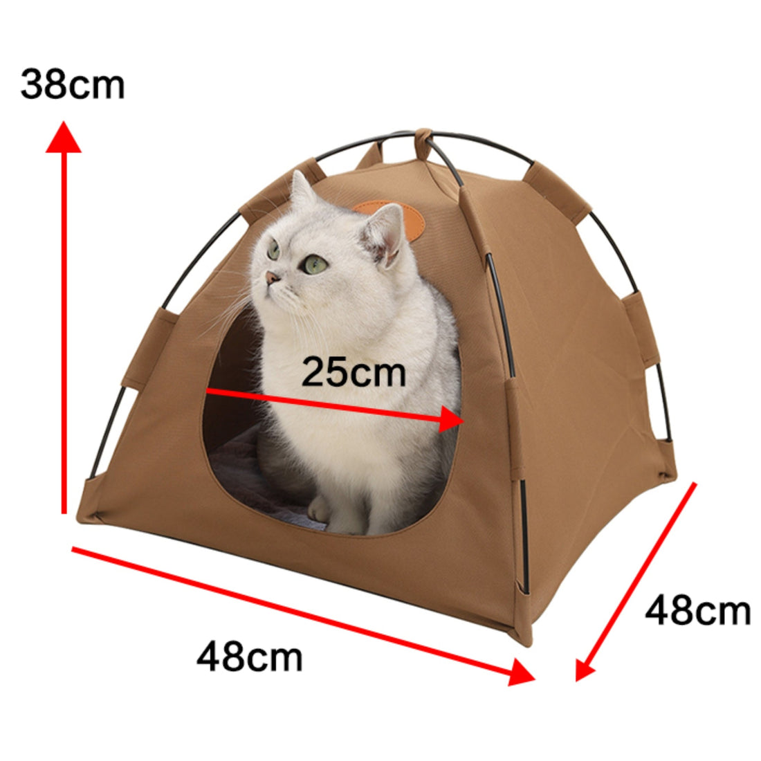 Beige Pet Tent House for Cats & Puppies with Warm, Soft Bed Pad