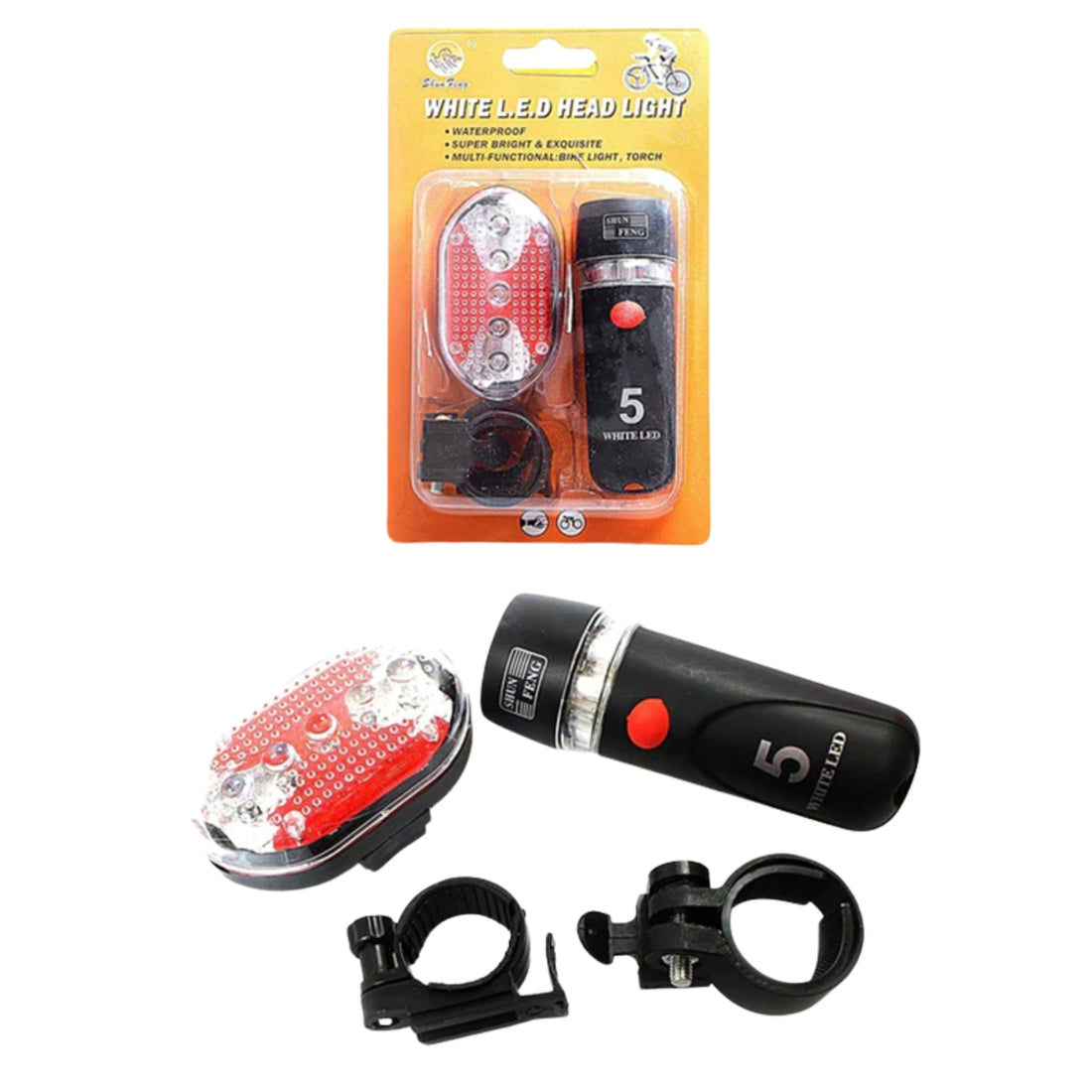 4-Pack Waterproof White LED Bicycle Head Lights Front Bike Safety Light Set