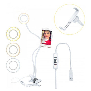 Selfie LED Ring Light with Phone Holder Stand Clip for Live & Makeup
