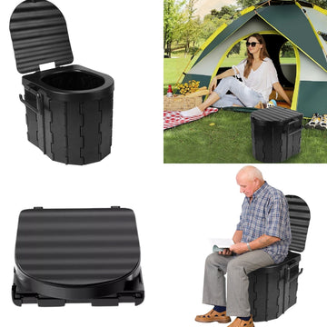 Portable Folding Travel Toilet Outdoor Potty with 12 Waste Bags (Camping, Car, Hiking)