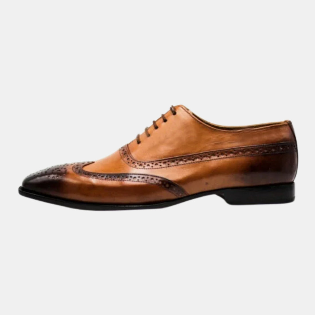 Handmade Brown Leather Wingtip Brogue Oxford Shoes - Classic Men's Formal Lace-Up