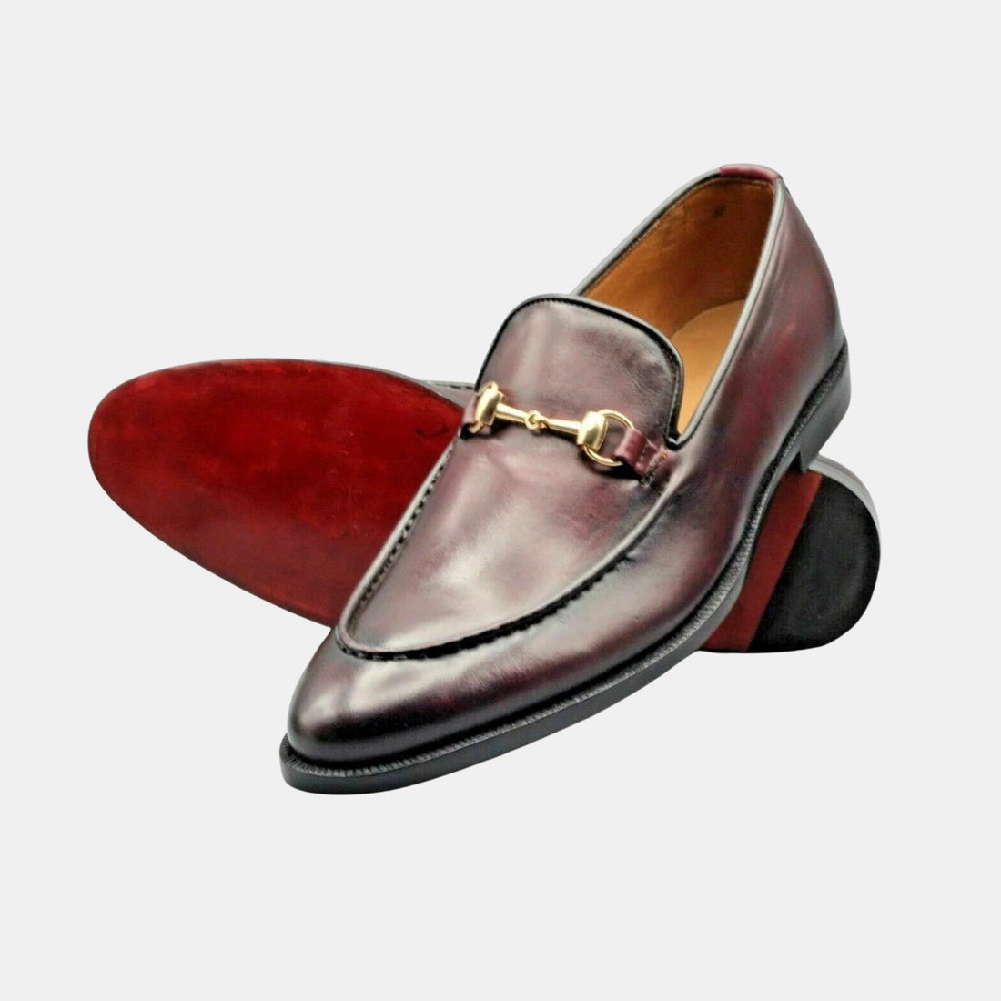 Bespoke Handmade Brown Shaded Leather Moccasin Loafers - Slip-On Dress Shoes